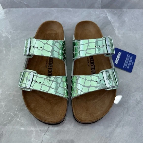 Women’s Birkenstock Arizona Gator Gleam Mineral Two-Strap Sandal Size 39 / 8-8.5 - Picture 2 of 14